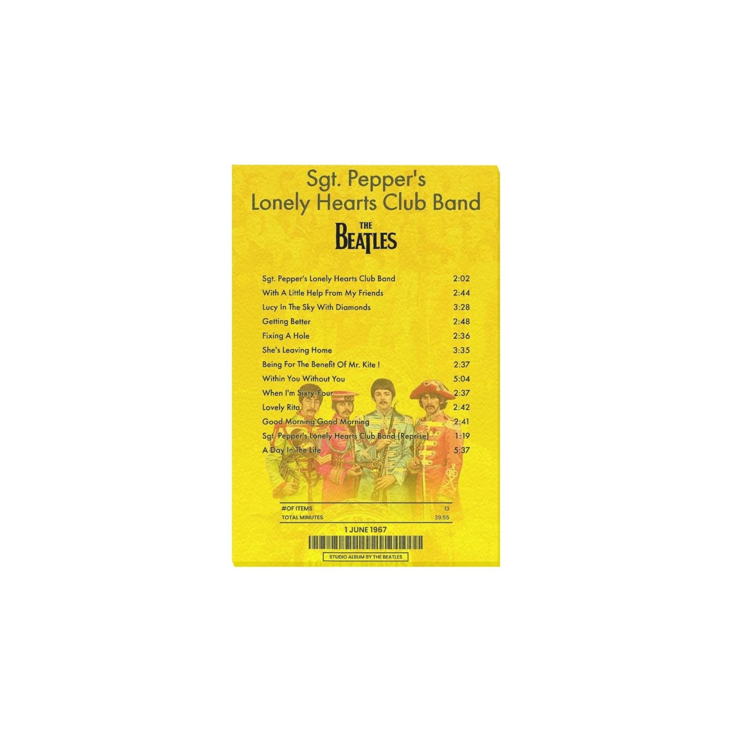 Sgt Pepper's Lonely Hearts Club Band By Beatles - Canvas Print