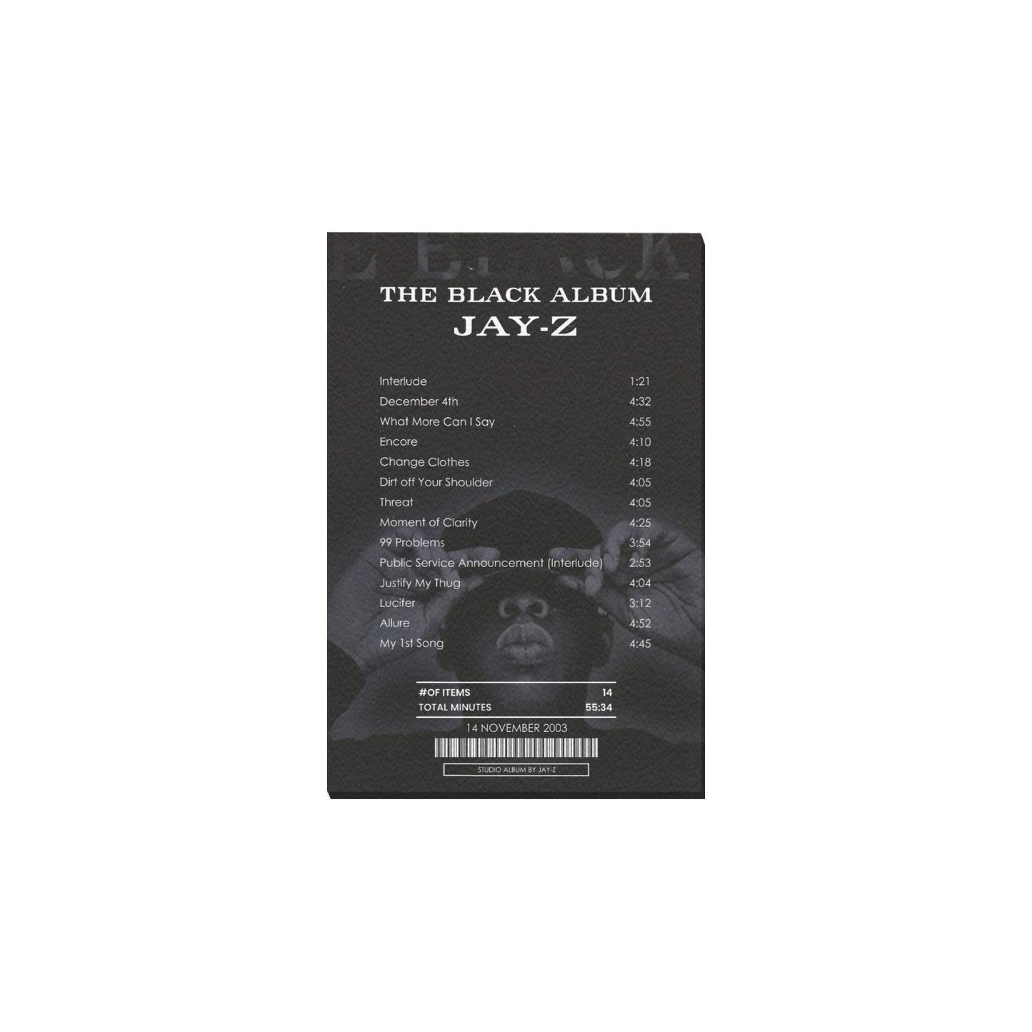 Jay-Z The Black Album Canvas