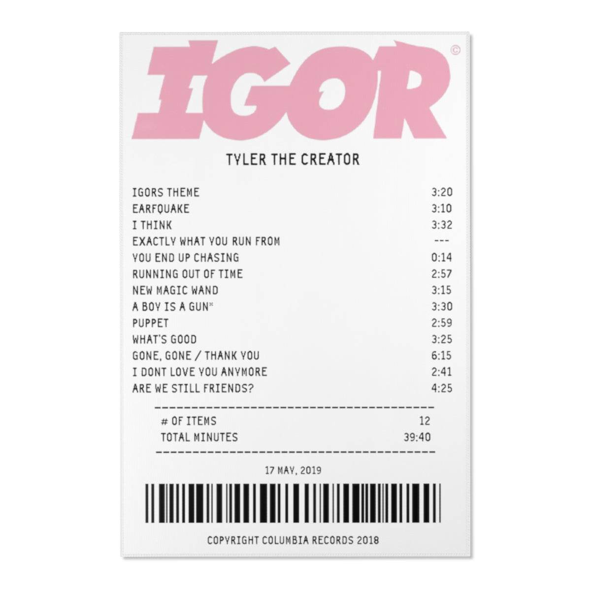 IGOR - Tyler The Creator [Rug] – Receipt Rugs