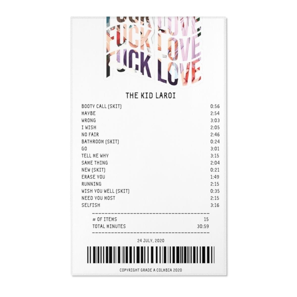 F*** LOVE - The Kid LAROI [Rug] – Receipt Rugs